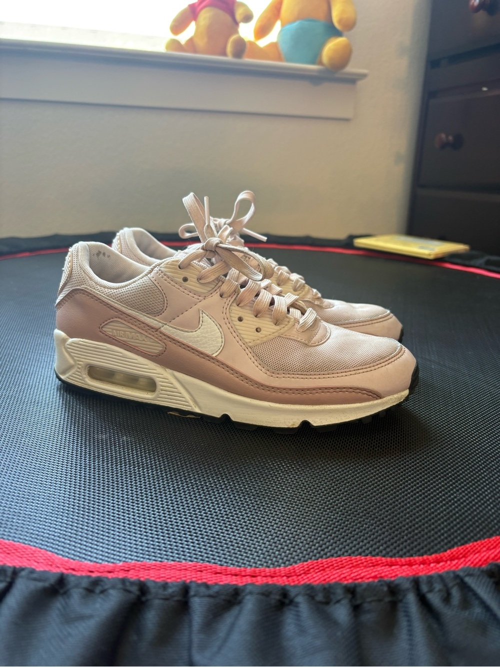Nike Women's Air Max 90 Pale Pink and White Athletic Sneakers